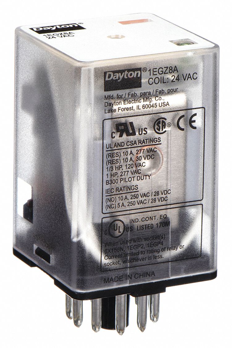 DAYTON, 11 Pins Relay, 3PDT, General Purpose Relay 1EGZ81EGZ8 Grainger