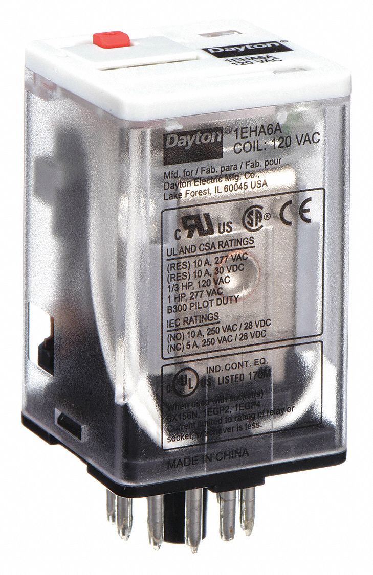 GENERAL PURPOSE RELAY, SOCKET MOUNTED, 10 A CURRENT RATING, 120V AC, 11 PINS/TERMINALS, 3PDT