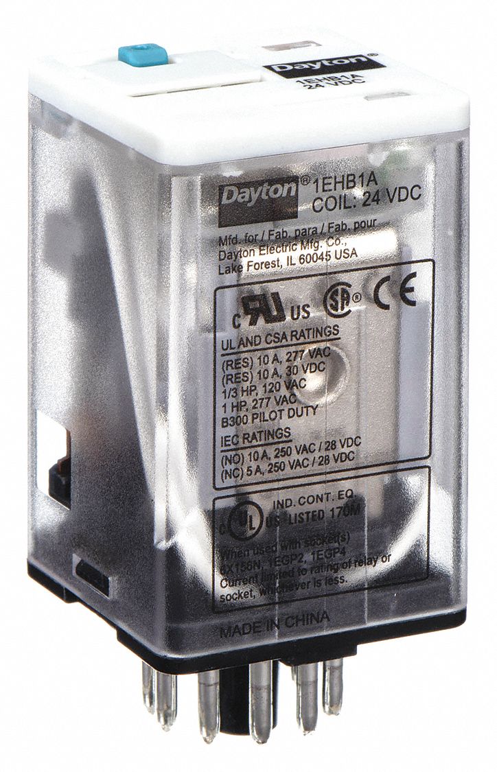 GENERAL PURPOSE RELAY, SOCKET MOUNTED, 10 A CURRENT RATING, 24V DC, 11 PINS/TERMINALS, 3PDT