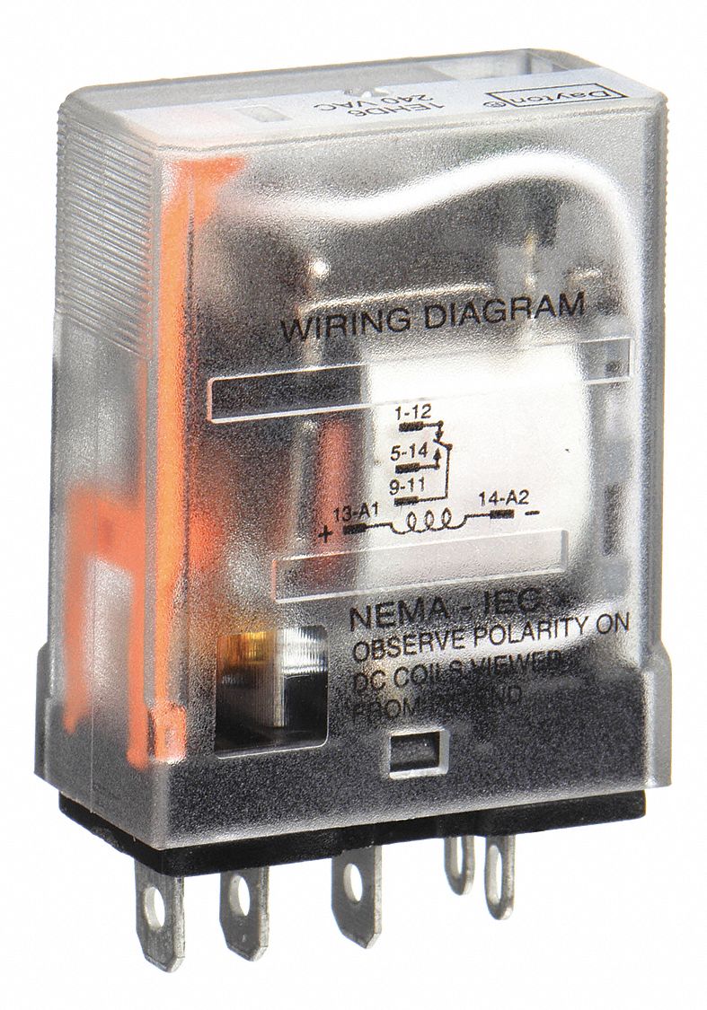 GENERAL PURPOSE RELAY, SOCKET MOUNTED, 15 A CURRENT RATING, 240V AC, 5 PINS/TERMINALS, SPDT