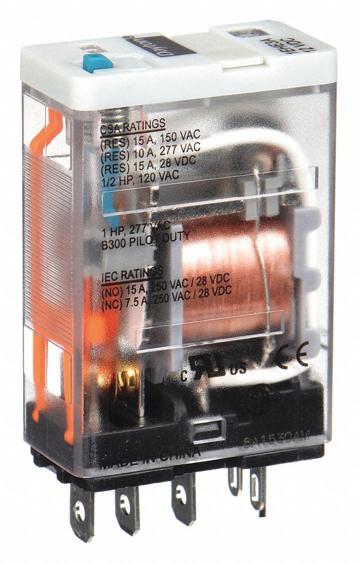 GENERAL PURPOSE RELAY, SOCKET MOUNTED, 15 A CURRENT RATING, 12V DC, 5 PINS/TERMINALS, SPDT