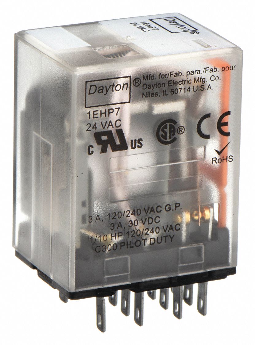 General Purpose Relay, 24V AC Coil Volts, 3A 240V AC Contact Rating