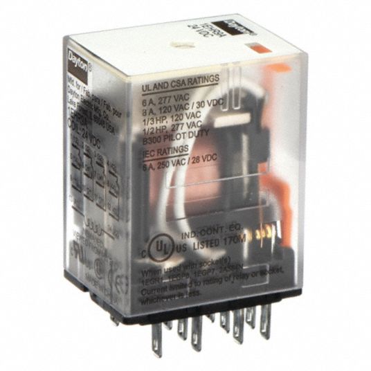 General Purpose Relay, 24V DC Coil Volts, 6A @ 277V AC Contact Rating ...