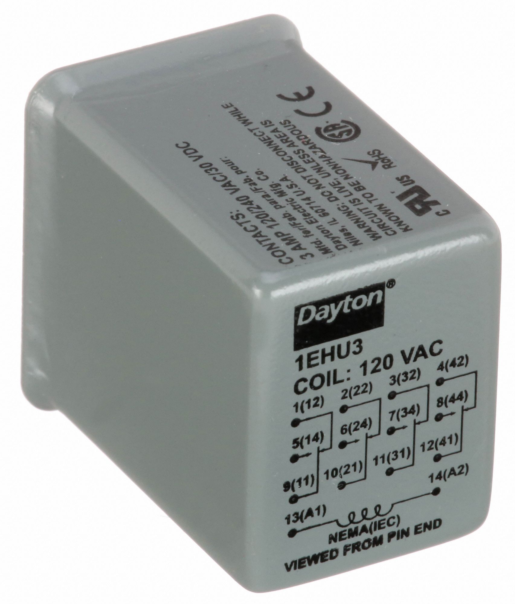 DAYTON Hermetically Sealed Relay, 120V AC Coil Volts, 3A 240V AC