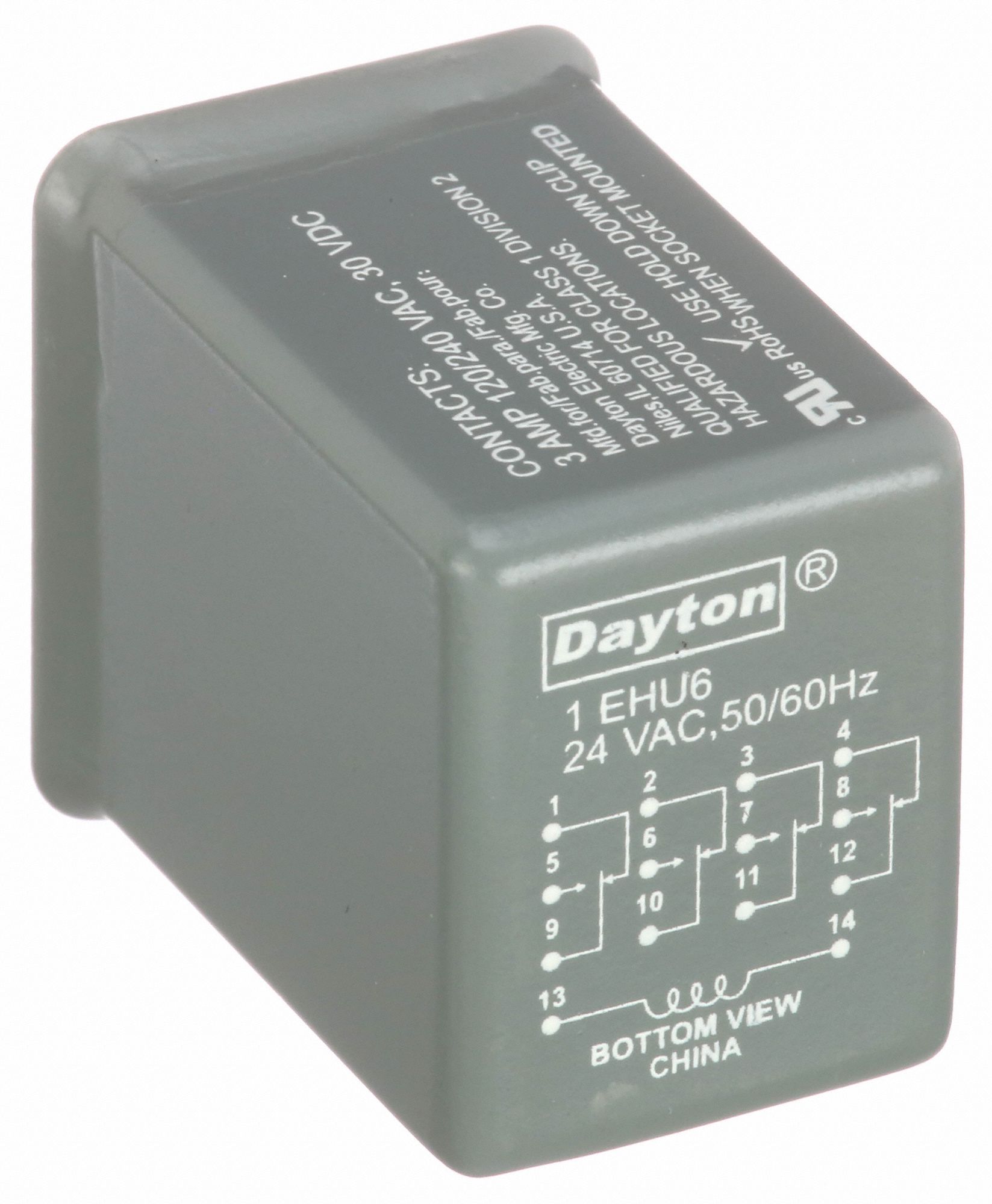 DAYTON Hermetically Sealed Relay 14 Pins Relay, 4PDT, 3A 240V, 3A