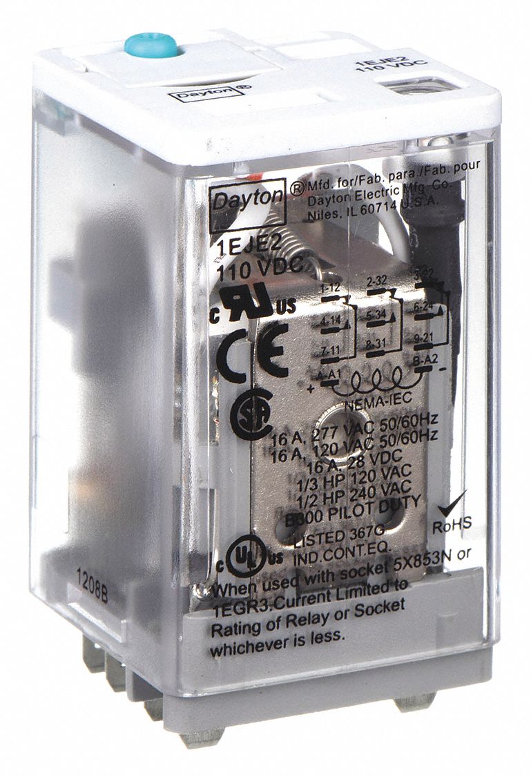 GENERAL PURPOSE RELAY, SOCKET MOUNTED, 10 A CURRENT RATING, 110V DC, 11 PINS/TERMINALS, 3PDT