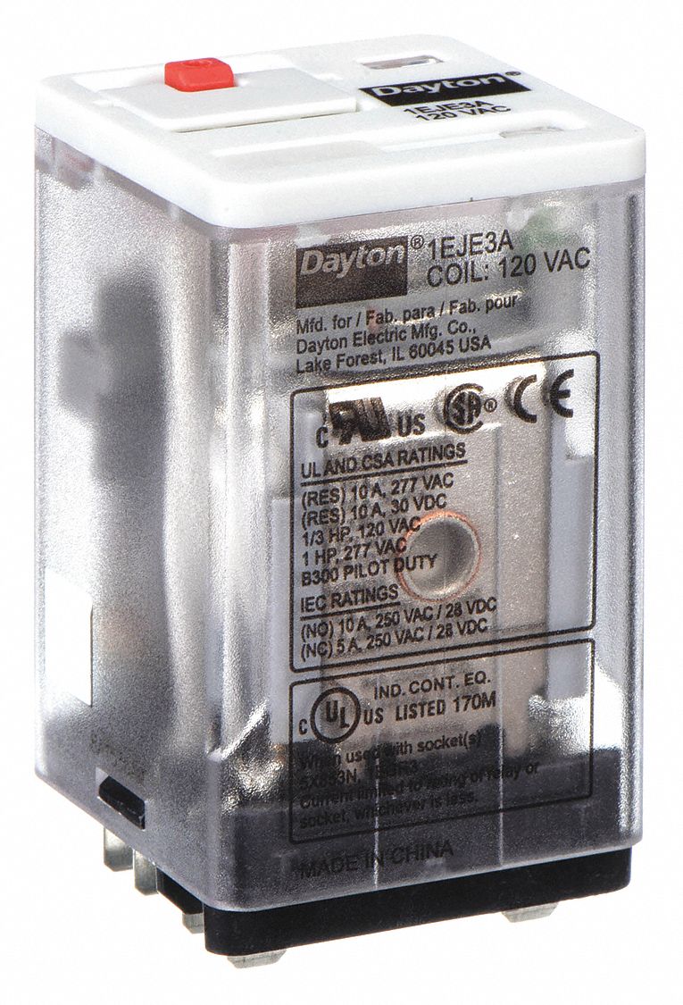 GENERAL PURPOSE RELAY, SOCKET MOUNTED, 10 A CURRENT RATING, 120V AC, 11 PINS/TERMINALS, 3PDT