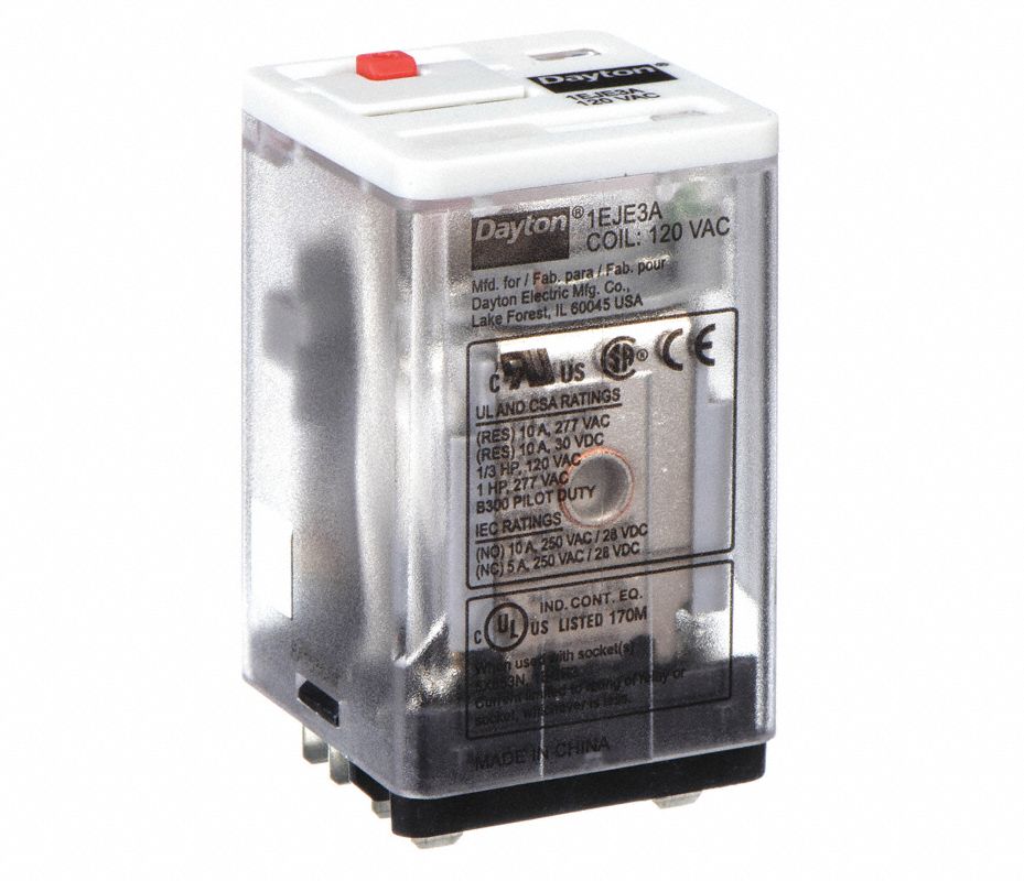 DAYTON Relevador, 120VCA, Cuadrado ,Uso General, 10A @ 277V - 1EJE3 ...