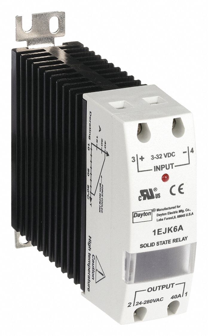 SOLID STATE RELAY, DIN-RAIL AND SURFACE MOUNTED, 40 A MAX OUTPUT CURRENT, SCR, AC OUTPUT