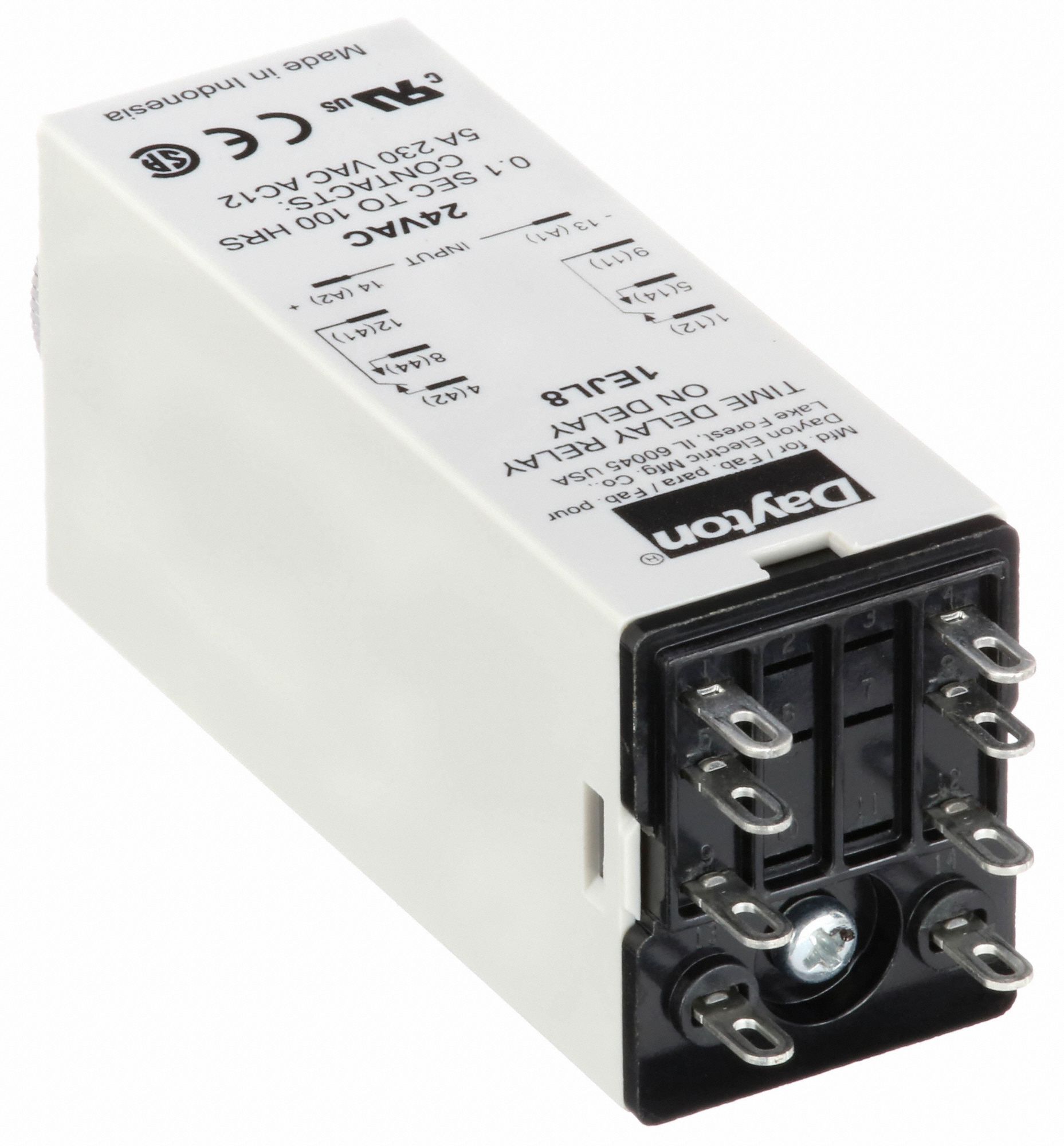 DAYTON Single Function Time Delay Relay 8 Pins Relay, Rotary Knob
