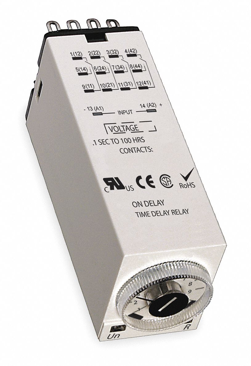 DAYTON Single Function Time Delay Relay 14 Pins Relay, Rotary Knob
