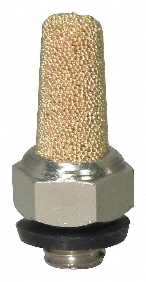 EXHAUST MUFFLER, 3/16 IN, 5/16 IN HEX SIZE, NICKEL PLATED STEEL, BRONZE, 160 ° F MAXIMUM OP TEMP