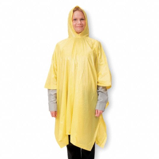 Condor 6AP02 S Yellow PVC Rain Coat with Detachable Hood