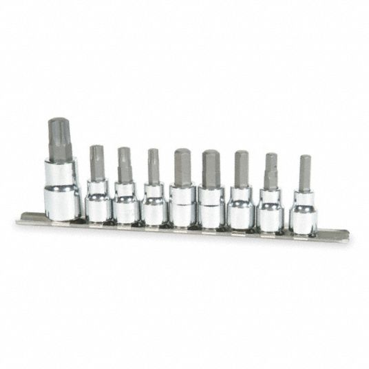 WESTWARD, Star and Hex Bit Set, Chrome Vanadium, Brake Socket Set