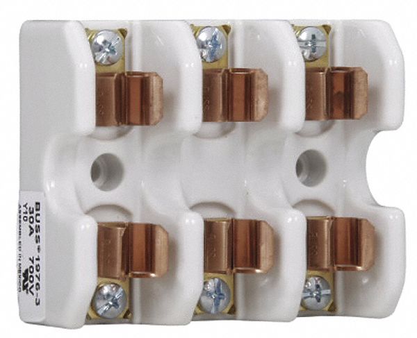 Fuse Block: Open Block Design, 3 Pole, 700 V AC, Bolt-Down Fuse Block Mounting