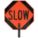 TRAFFIC PADDLE SIGN, 27 X 18 IN, HANDLE, 'STOP'/'SLOW', PLASTIC