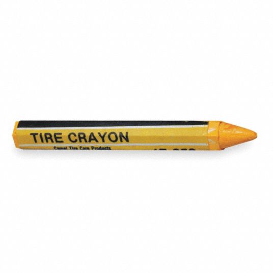 TRUFLATE Tire Marking Crayon, Yellow, 1/2 in W x 45/8 in L, Wax