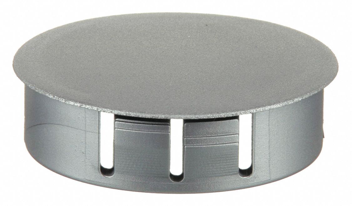 Hole Plug: Nylon, For 1.09 in Hole Dia, 0.13 in Head Dia, For 0.13 in Panel Thick