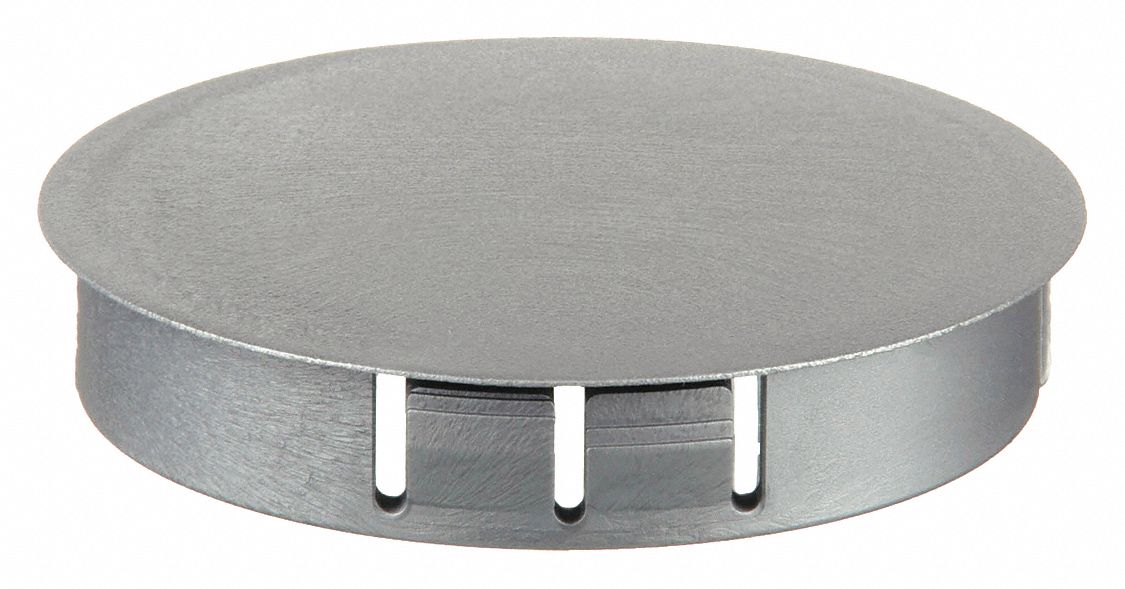 Hole Plug: Nylon, For 2 in Hole Dia, 0.13 in Head Dia, For 0.13 in Panel Thick, Gray