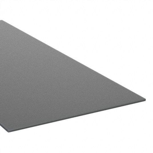 Plastic Sheet: 0.25 in Thick, 48 in W x 96 in L, Black, Opaque, 4,600 psi  Tensile Strength