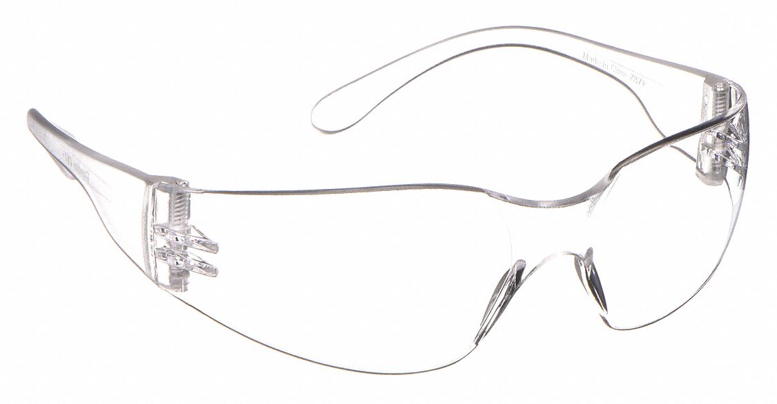 Safety Glasses: Clear Lens, Frameless, Scratch-Resistant, Clear Frame, SL-S Series