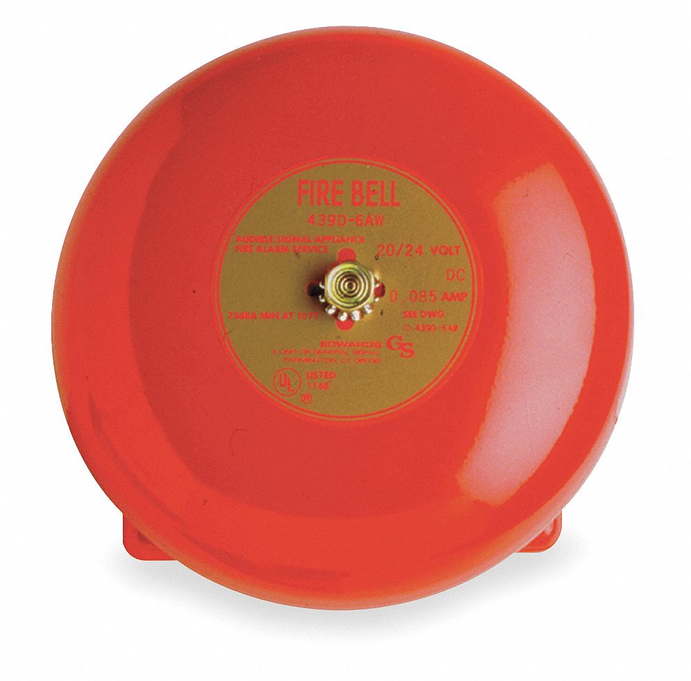 FIRE BELL,RED,H 3 11/32 X L 6 X W 6