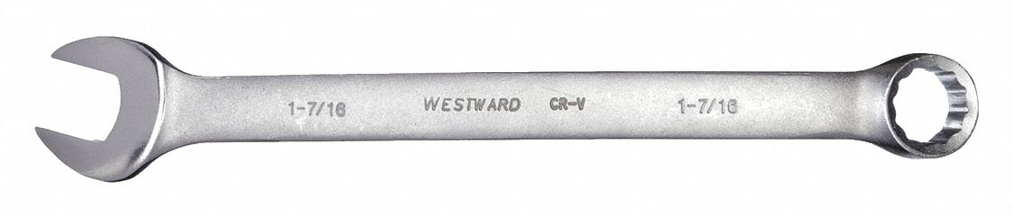 COMBINATION WRENCH, ALLOY STEEL, SATIN, 1 7/16 IN HEAD SIZE, 19½ IN OVERALL L, OFFSET