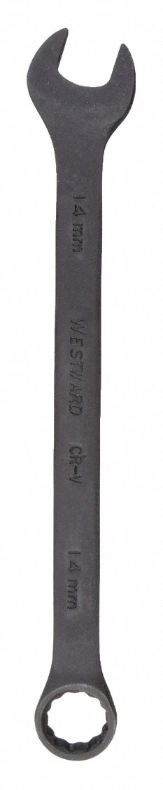 COMBINATION WRENCH, ALLOY STEEL, BLACK OXIDE, 14 MM HEAD SIZE, 7&frac34; IN OVERALL L, OFFSET