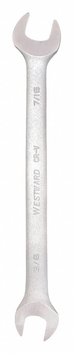 OPEN END WRENCH, ALLOY STEEL, SATIN, ⅜ IN/7/16 IN HEAD SIZE, 5¾ IN OVERALL L, STANDARD