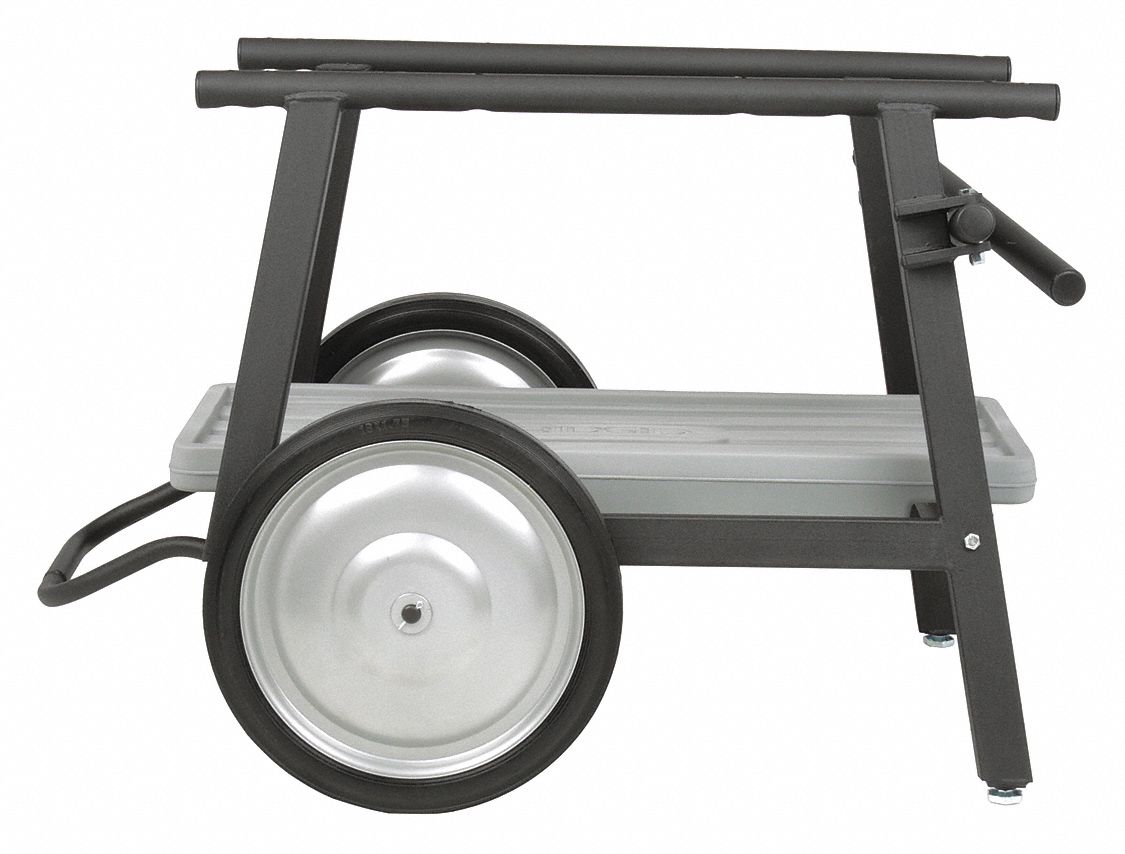 UNIVERSAL WHEEL & TRAY STAND, STEEL FRAME/RUBBER, 2 LEGS, 25 X 40 X 32 IN, 21 IN SPREAD