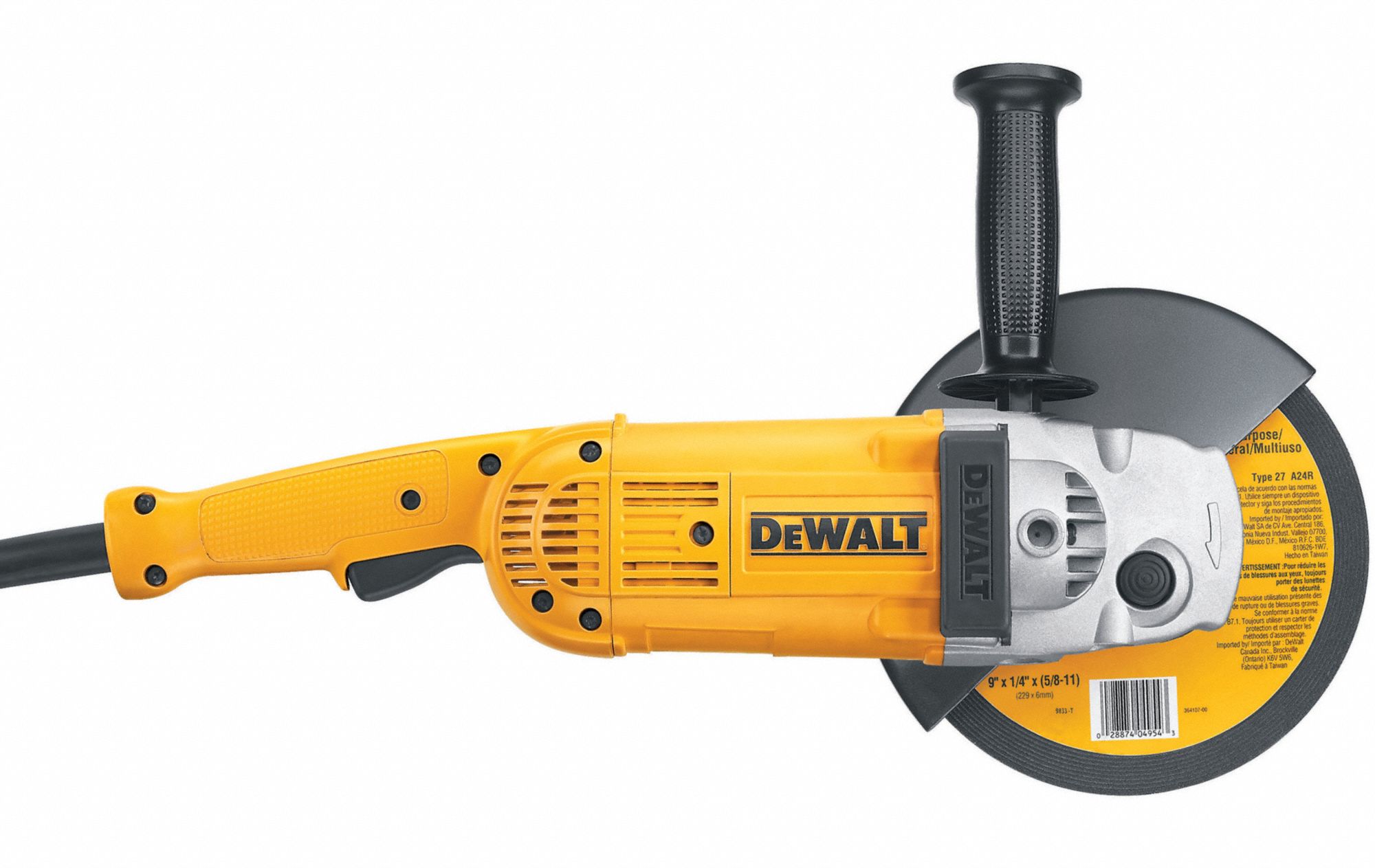 DEWALT Angle Grinder, 7 in, 9 in Wheel Dia., 15 Amps, 120V AC, 6,000