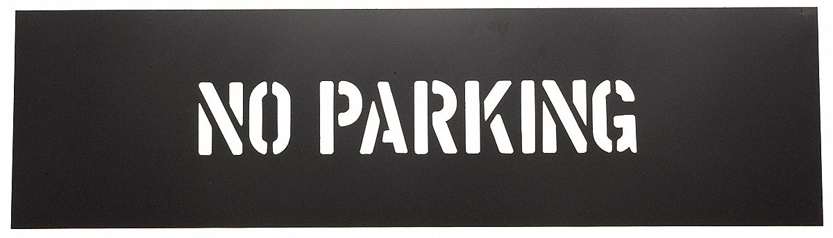 Stencil Set: No Parking, 0.015 in Thick, 6 in Overall Ht, 22 in Overall Wd, PVC, Message