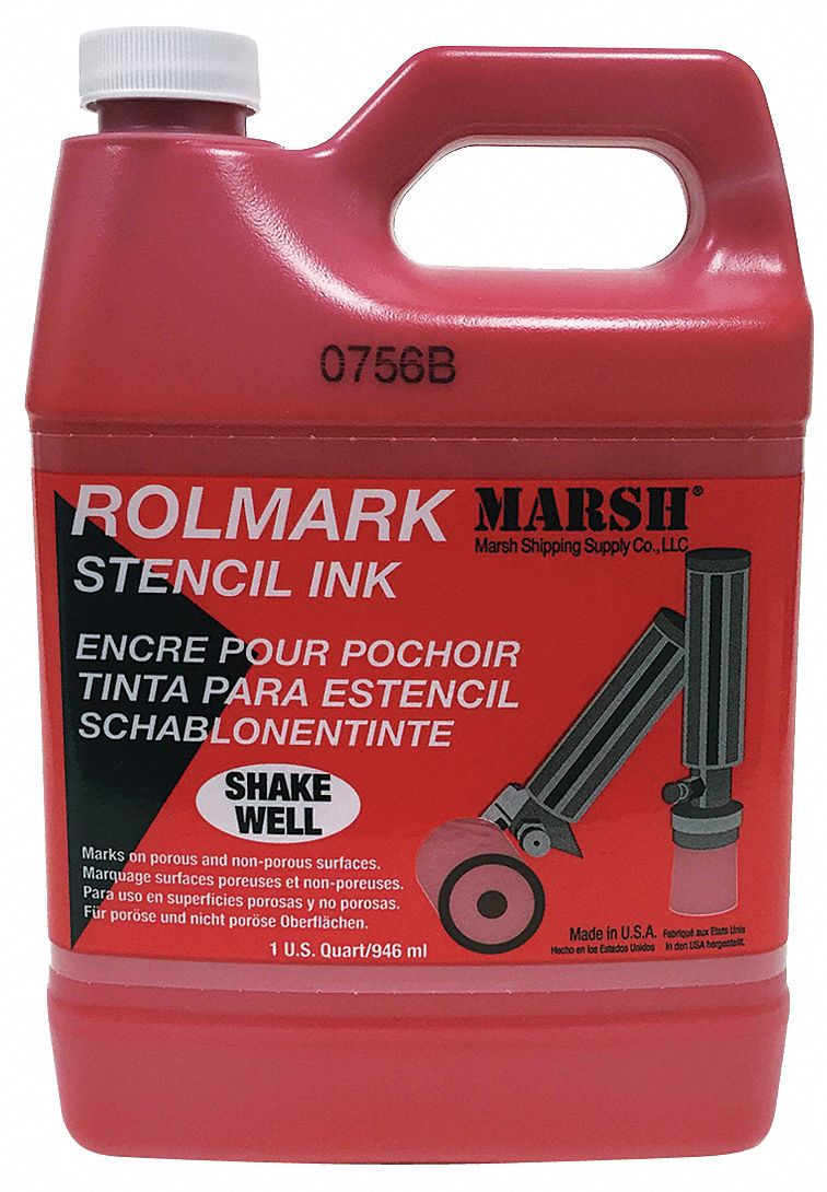 STENCIL INK, RED, 1 QUART CONTAINER SIZE, WATER RESISTANT