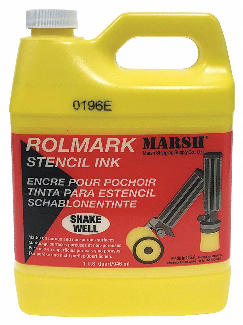 STENCIL INK, YELLOW, 1 QUART CONTAINER SIZE, WATER RESISTANT