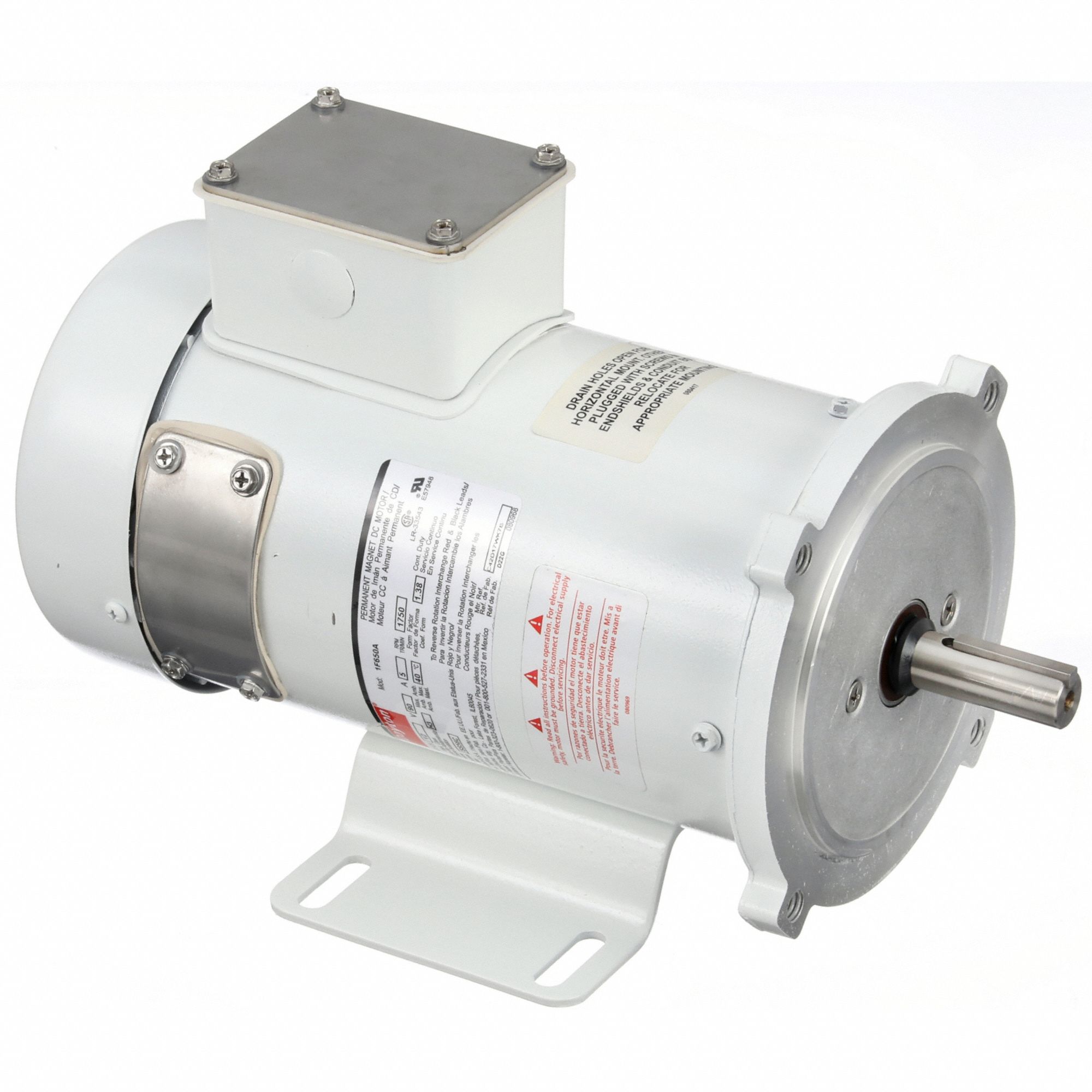 Washdown Motor: 1/2 HP, 1, 750 Nameplate RPM, 56C Frame, Face/Base Mounting, 90V DC
