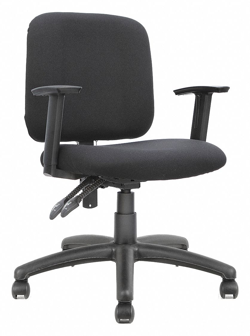 GRAINGER APPROVED Desk Chair, Desk Chair, Black, Fabric, 17 in to 21 in