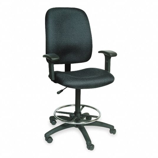 Drafting Chair, Drafting Chair, Black, Fabric, 23 in to 33 in Nominal Seat Height Range Grainger