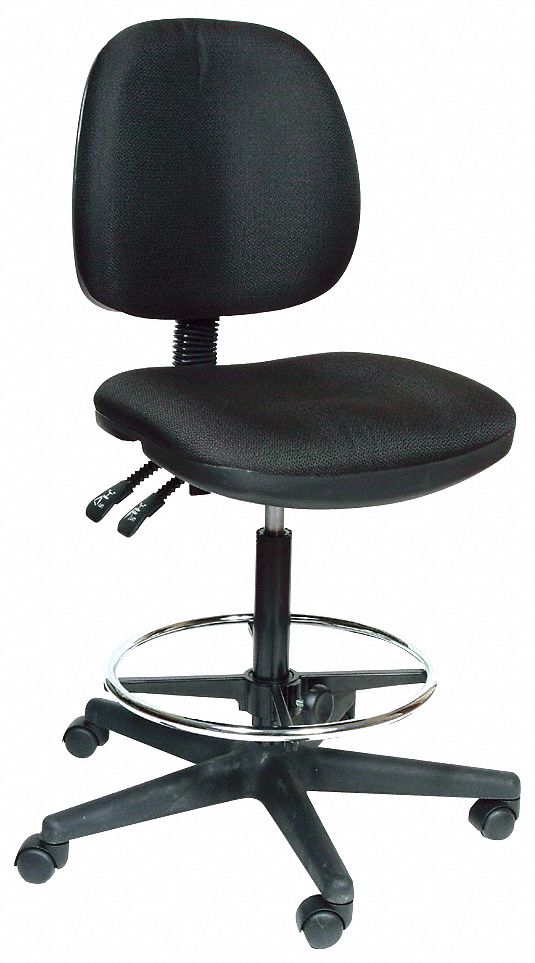 GRAINGER APPROVED Drafting Chair, Drafting Chair, Gray, Fabric, 24 in