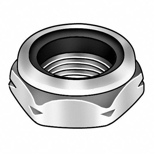 GRAINGER APPROVED 5/16"18 Nylon Insert Lock Nut, Zinc Plated Finish