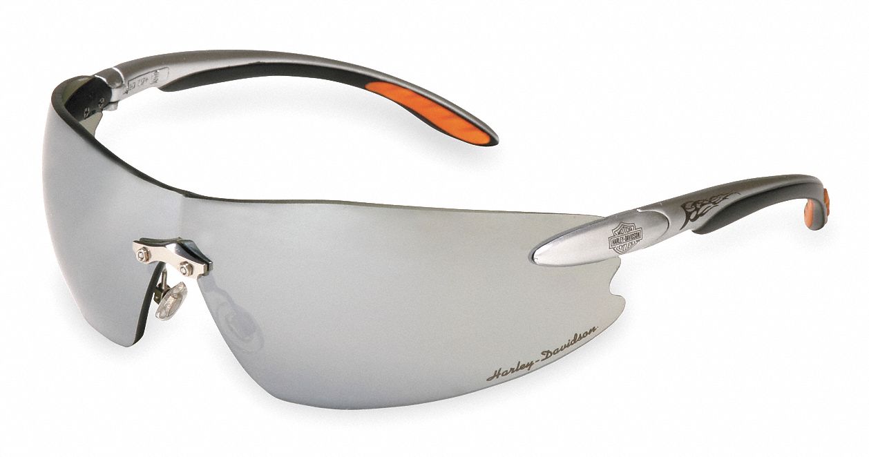 HARLEY DAVIDSON SAFETY EYEWEAR Lentes de Seguridad HD800 Plateado Espejado Antirrayaduras - Lentes de Seguridad - 1FBD3 HD802 - Grainger