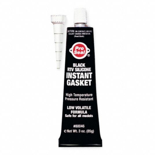 PRO SEAL OilResistant RTV Silicone Sealant, 75 to 500°F Temp. Range, Full Cure 24 hr, Black, 3