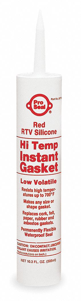 RTV Gasket Maker: Low Volatile Hi-Temp Instant Gasket, 11.1 oz, Cartridge, Red
