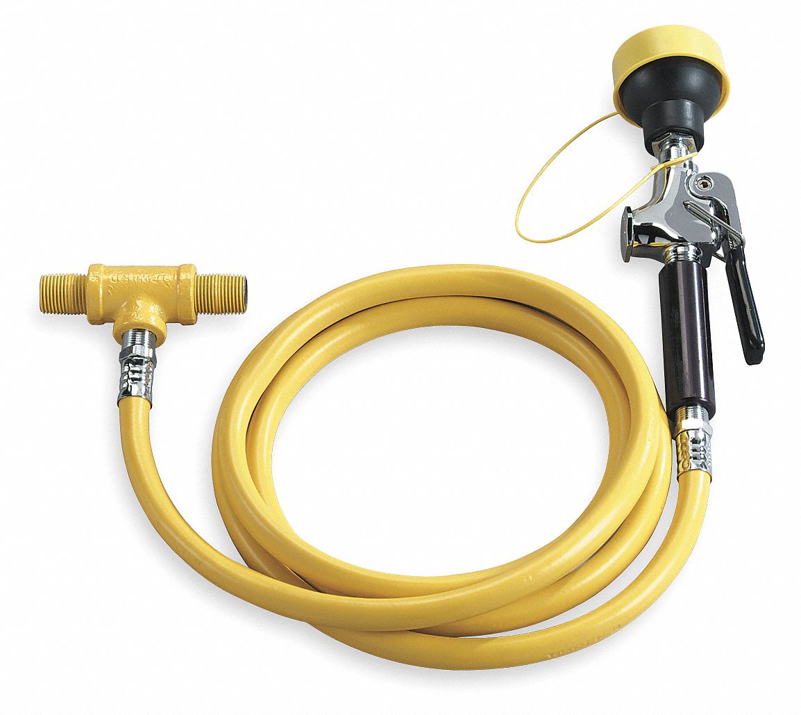 BRADLEY Single Head Drench Hose, Wall Mount, 8 ft Hose Length, Stay