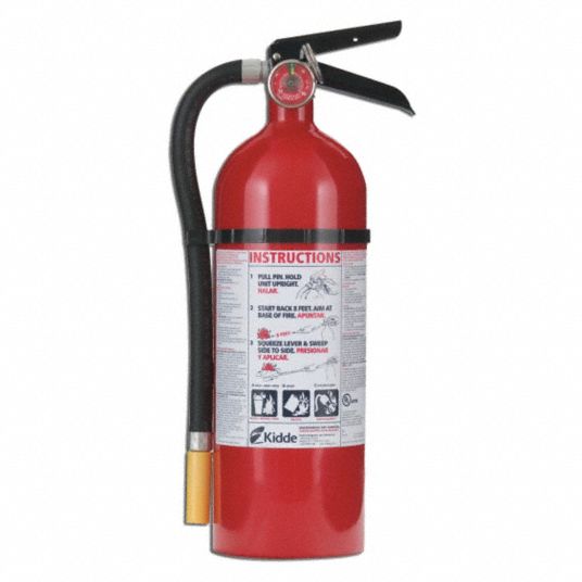 KIDDE, 5 lb Extinguisher Capacity, 3A:40B:C, Fire Extinguisher - 1FBK1 ...