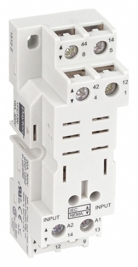 RELAY SOCKET, 16 A RATING, DIN-RAIL AND SURFACE SOCKET MOUNTING, 8 PINS, D SOCKET