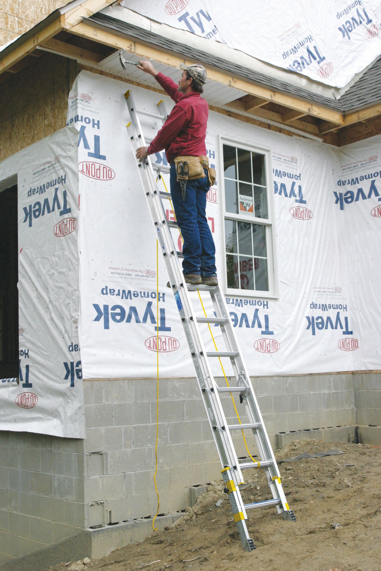 WERNER 20 ft Aluminum Extension Ladder, 250 lb Load Capacity, 37.5 lb