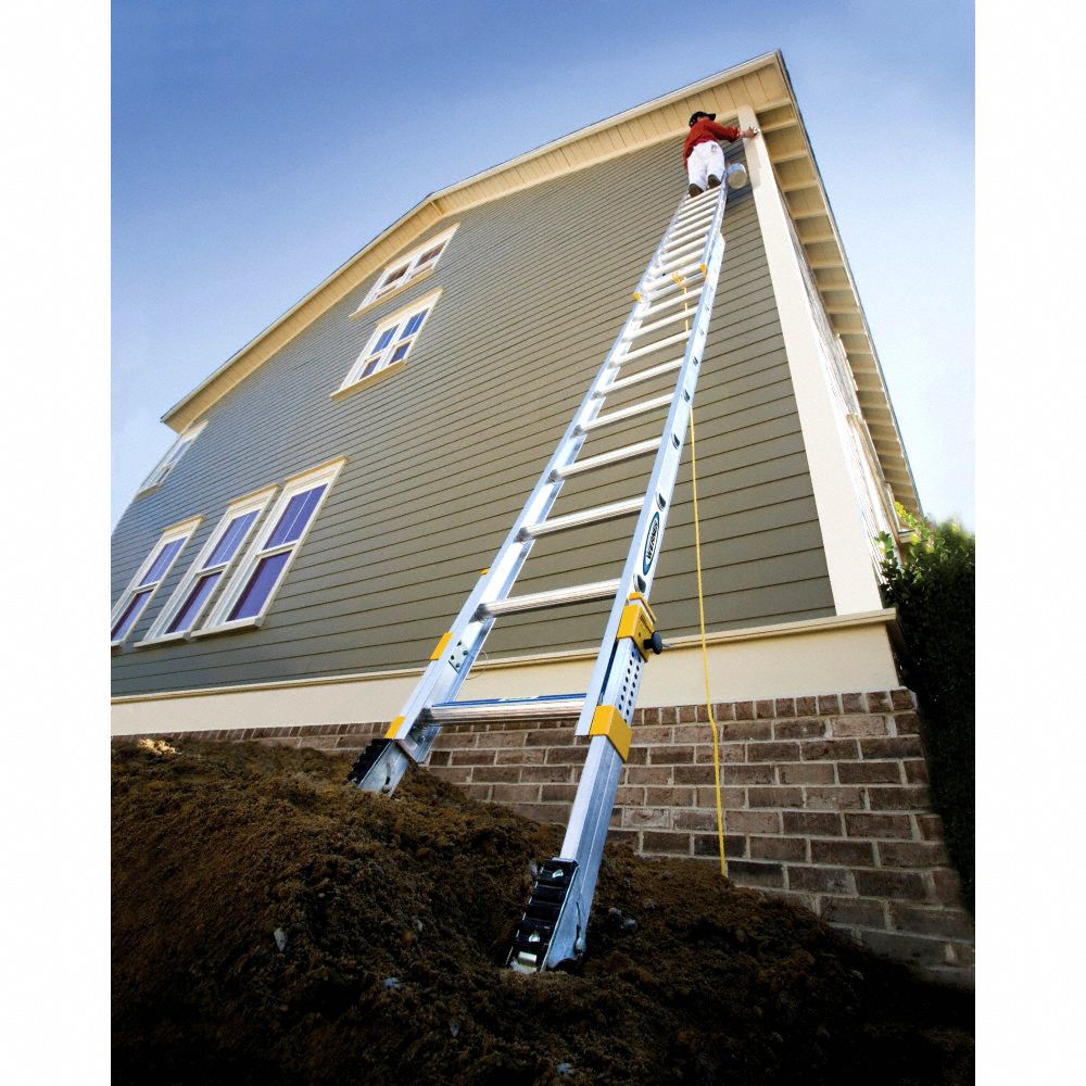 WERNER 24 ft Aluminum Extension Ladder, 250 lb Load Capacity, 45.5 lb Net Weight 1FCF8D1824