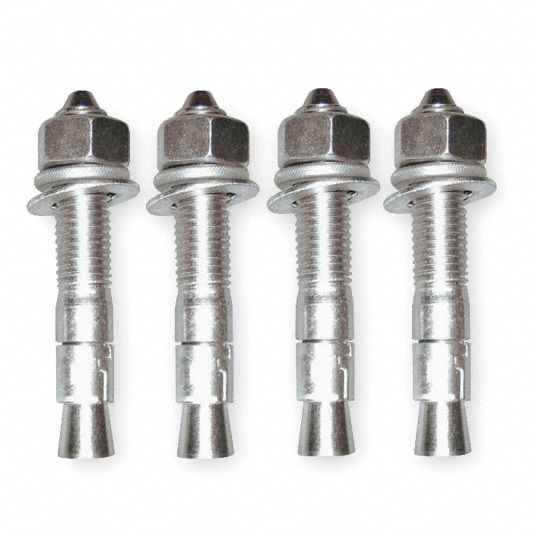 HANDLEIT, Steel, Silver, Wedge Anchors 1FCG64PkWA34x4.25 Grainger