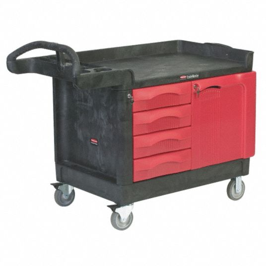 Rubbermaid Two Tiered Full Service Cart 33 14 H x 45 14 W x 25 34