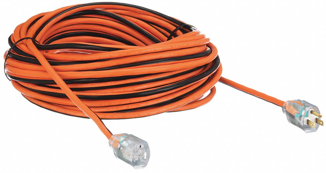 RALLONGE ÉLECTRIQUE LUMINEUSE, CORDON 100 PI, 14 AWG, 14/3, SJTW, NEMA 5-15P